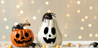 Westchester County Mom Guide to Halloween Fun Two painted Halloween pumpkins.