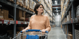 Shopping at Costco.