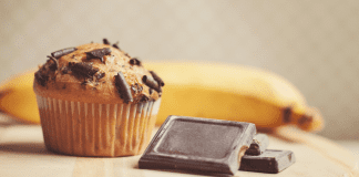 Banana Walnut Chocolate Chunk & Yogurt Muffins {Plus Tips for Healthy Baking Ingredient Swaps}