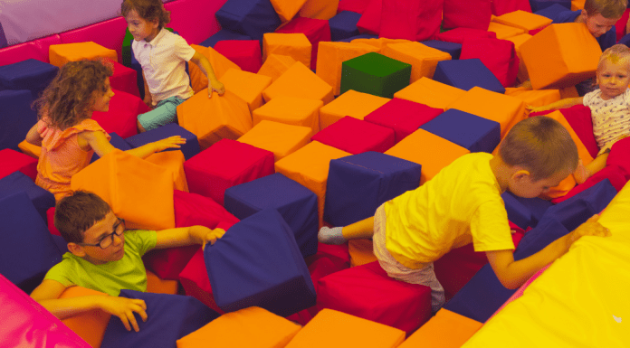 Children in a foam pit.