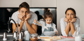 A family frustrated with cooking.