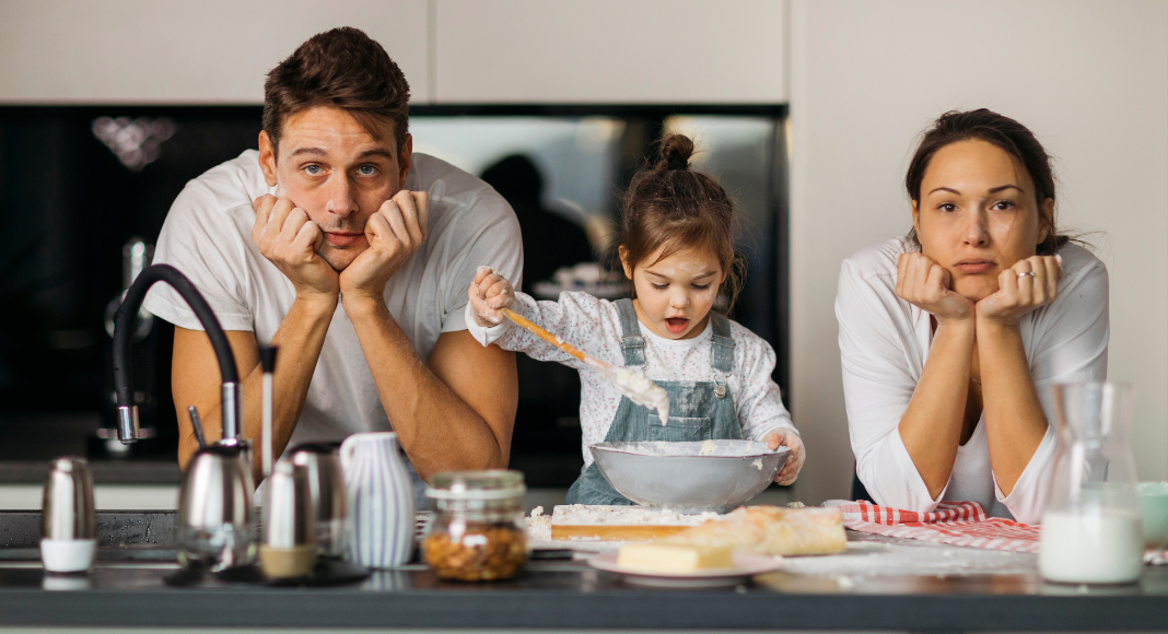 A family frustrated with cooking.