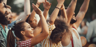 People at a summer concert.