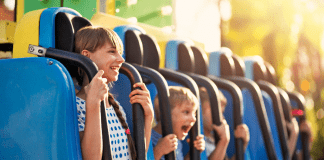 People on a roller coaster.