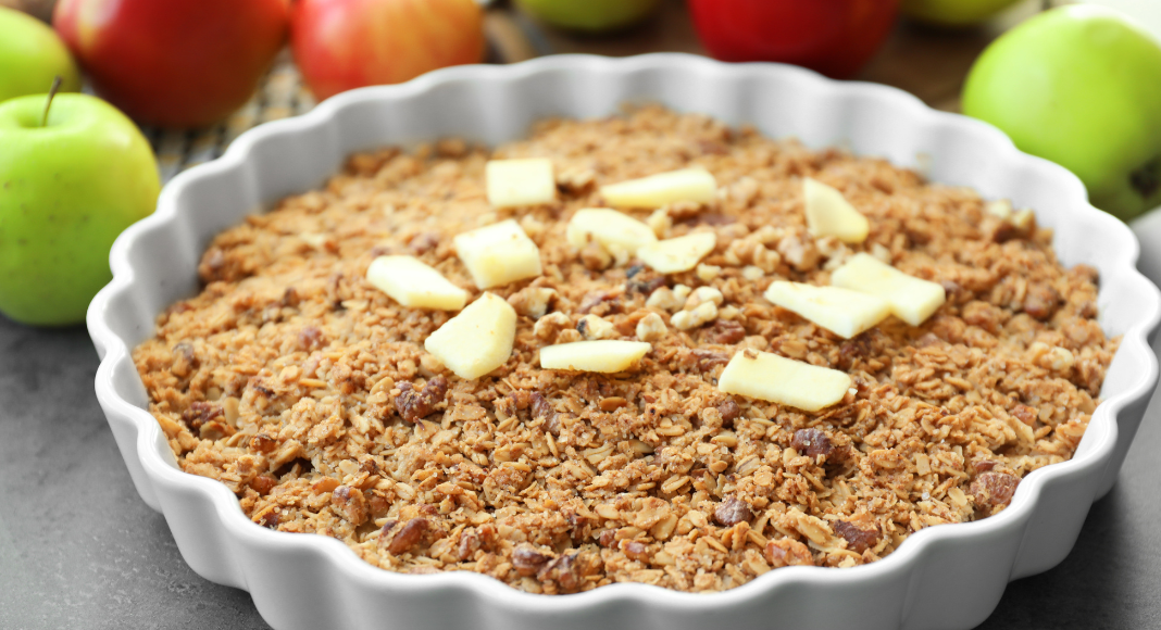 An oatmeal crisp out of the oven.