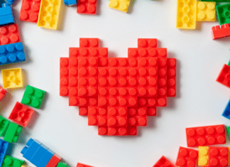 Legos making a heart.