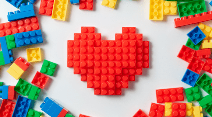 Legos making a heart.
