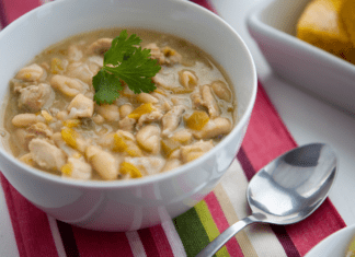 White Chicken Chili: A March Madness Recipe A bowl of white chicken chili.
