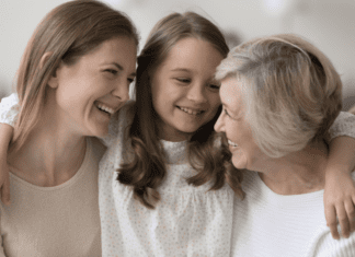 An old mom and young grandma.