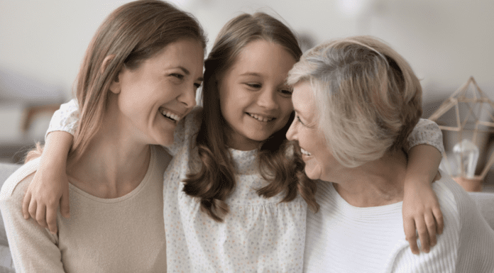 An old mom and young grandma.