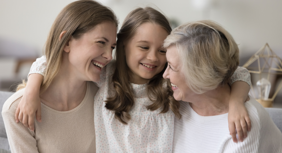 An old mom and young grandma.