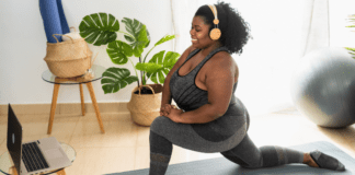 Age Is Only A Number, Right? A woman doing an at-home exercise.