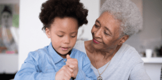 Putting the “Grand” in Grandma Grandma with her grandson.