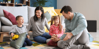 A woman introducing her children to her new boyfriend.
