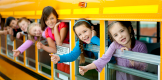 Kids on a school bus.