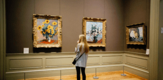 A woman at a museum.