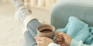 Kick Back. Chill Out. Hang Loose. Have Fun. Kicking back and relaxing with a cup of coffee.