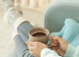 Kick Back. Chill Out. Hang Loose. Have Fun. Kicking back and relaxing with a cup of coffee.