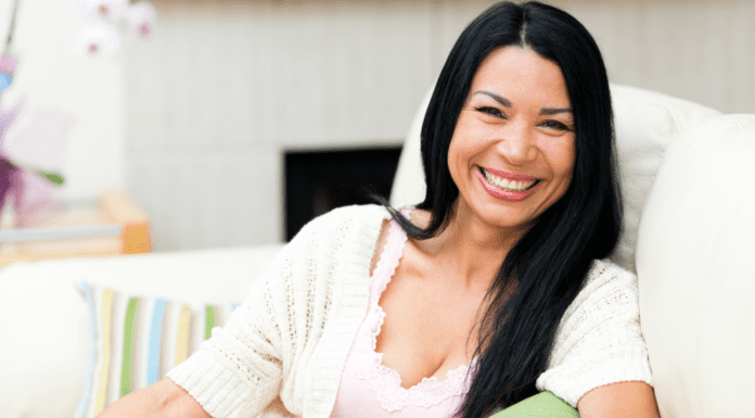 A woman in her last year of her 40s.