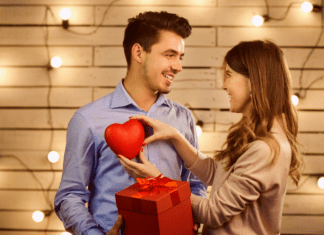 Celebrating Valentine’s Day A couple on Valentine's Day.