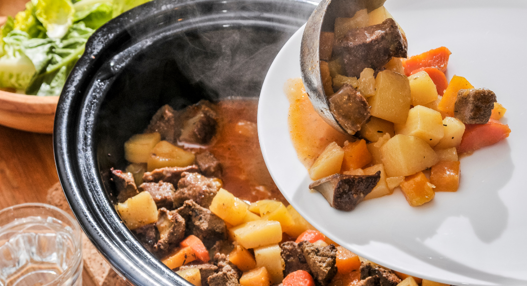 Dinner ready in a crockpot.