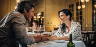 2019 Date Night Guide {the best restaurants in Westchester County} A couple in a restaurant on a date night.