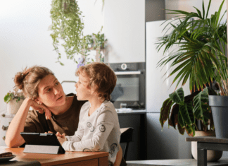 The Words We Choose A mother talking to her son.