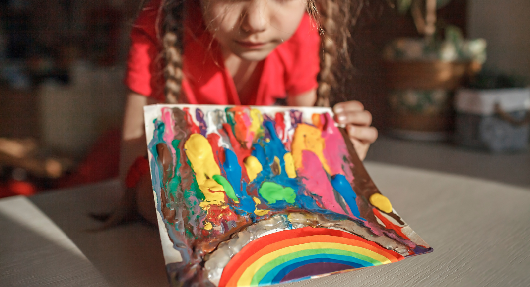 Melting crayons for a spring craft.