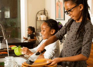 How I Got My Kids to Help with the Housework (and Regained Some of My Sanity) Girls doing chores.