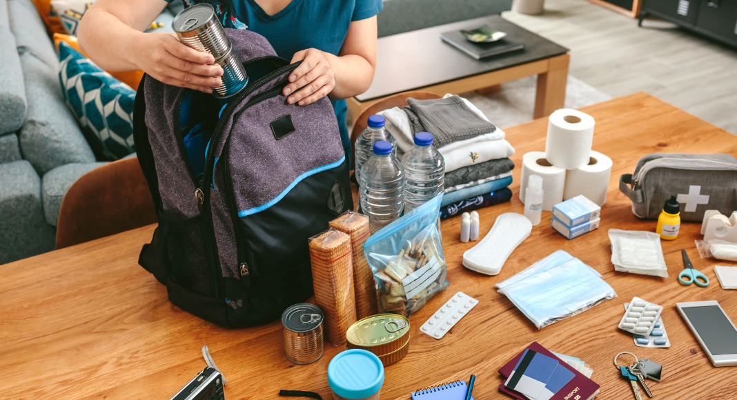 Packing an emergency kit.