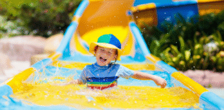 Indoor Water Parks: Which Destination Makes the Biggest Splash? A kid on a water slide.