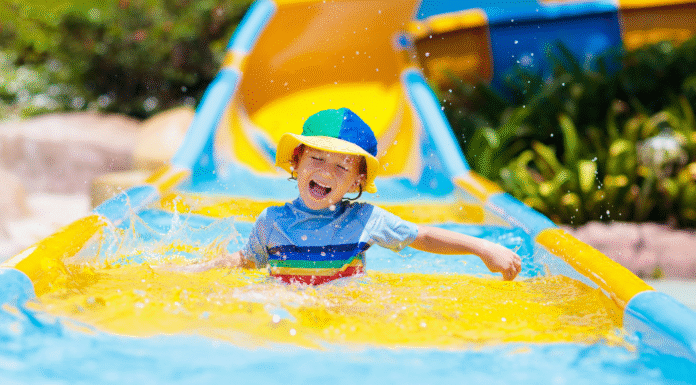 Indoor Water Parks: Which Destination Makes the Biggest Splash? A kid on a water slide.