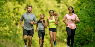 Getting Fit With the Fam A family on a run together.