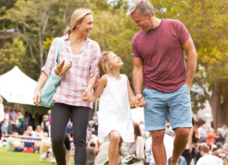 A family at a summer event.