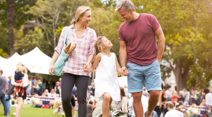 A family at a summer event.