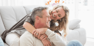 The Key to a Successful Marriage A married couple cuddling.