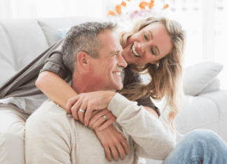 The Key to a Successful Marriage A married couple cuddling.