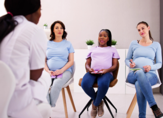 Judgement-Free Classes: The Parent Collective Pregnant women in a parenting class.