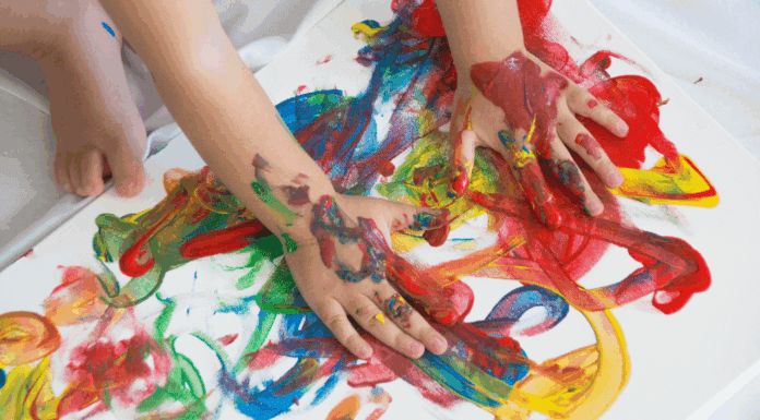 10 Must-Have Art Supplies for Toddlers A child's hands finger painting.