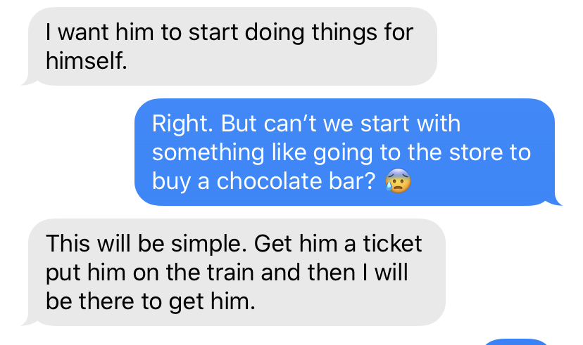Text Between Parents About Train Ride