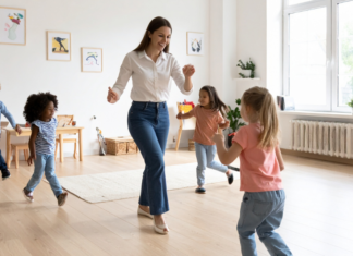 Kids dancing at daycare.