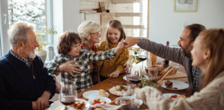 A family sharing a holiday meal.