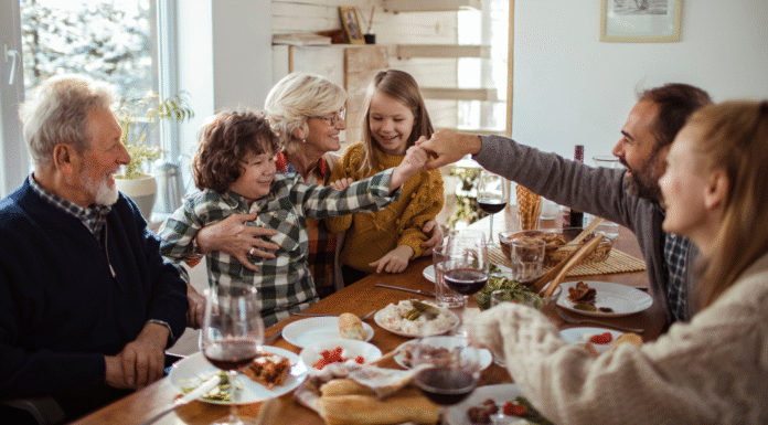 A family sharing a holiday meal.