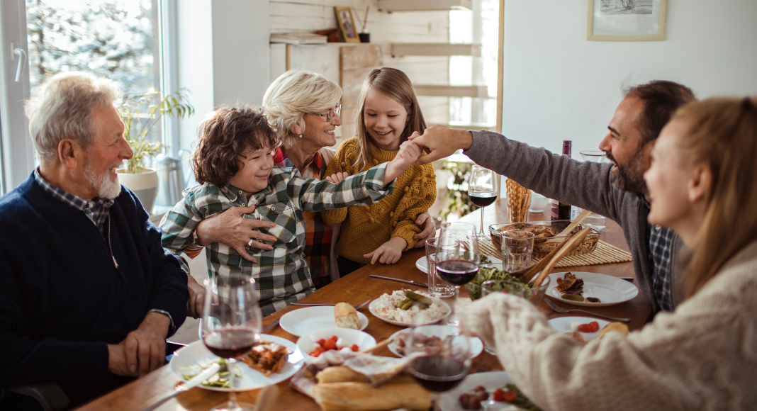 A family sharing a holiday meal.