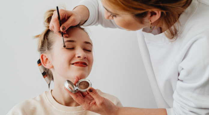 Mother-daughter makeup date.