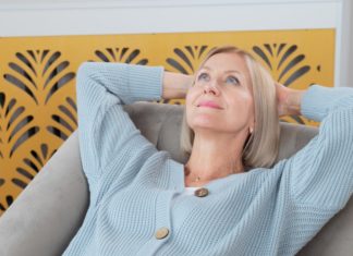 A woman relaxing.