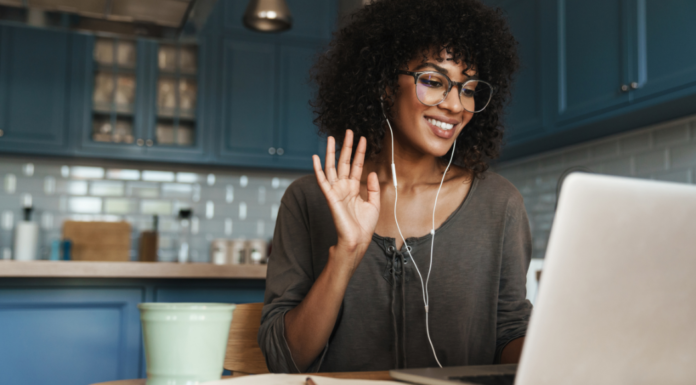 Mom Friends: Real Life vs. Virtual A woman on a Zoom call with a virtual friend.