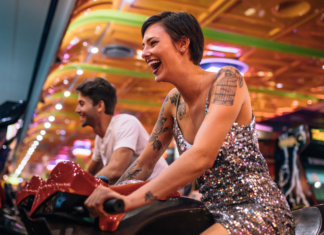 2020 Date Night Guide {the best spots for entertainment in Westchester County} Adults at the arcade.