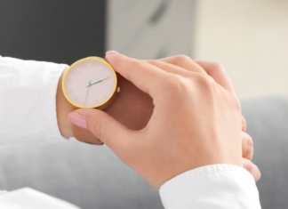 Looking at a watch.