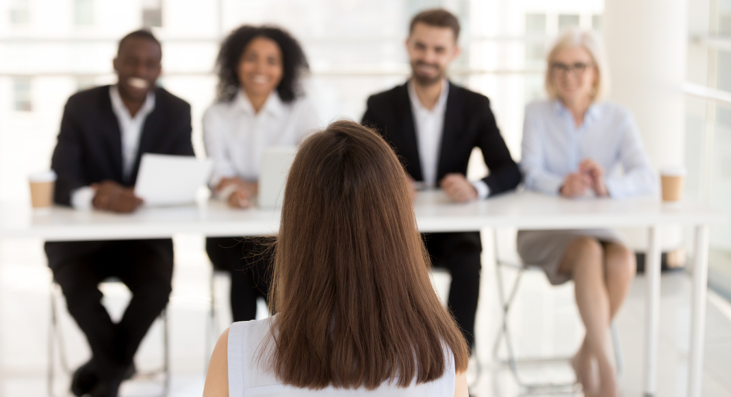 A woman on a job interview.